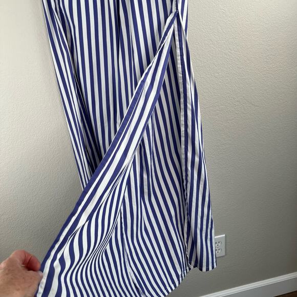 Revolve Onia Chloe Side Slit Wide Leg Striped Beach Pants White Blue Small/Med - Picture 7 of 15